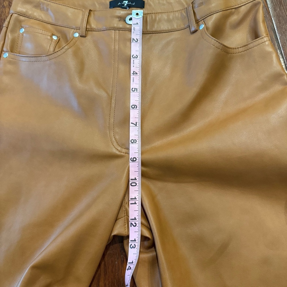 7 For All Mankind Brown Faux Leather Straight Leg Pants - Picture 5 of 11